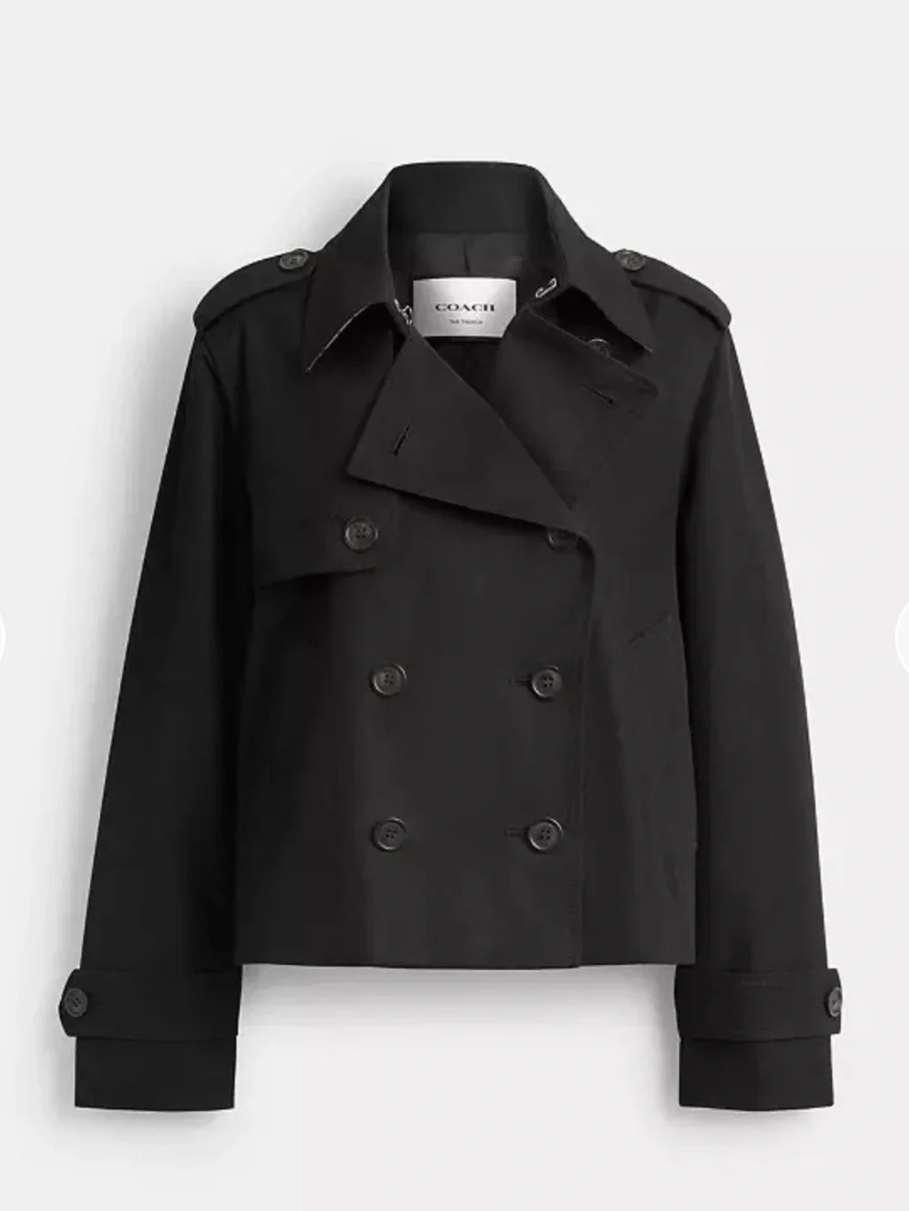 Coach Black Double-Breasted Short Trench Coat Size L